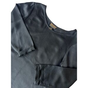 FINITY NATURALS Black‎ 100% Silk Textured Long Sleeve Top Women's XS